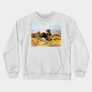 “Buffalo Hunt Downfall” by Charles Russell Crewneck Sweatshirt